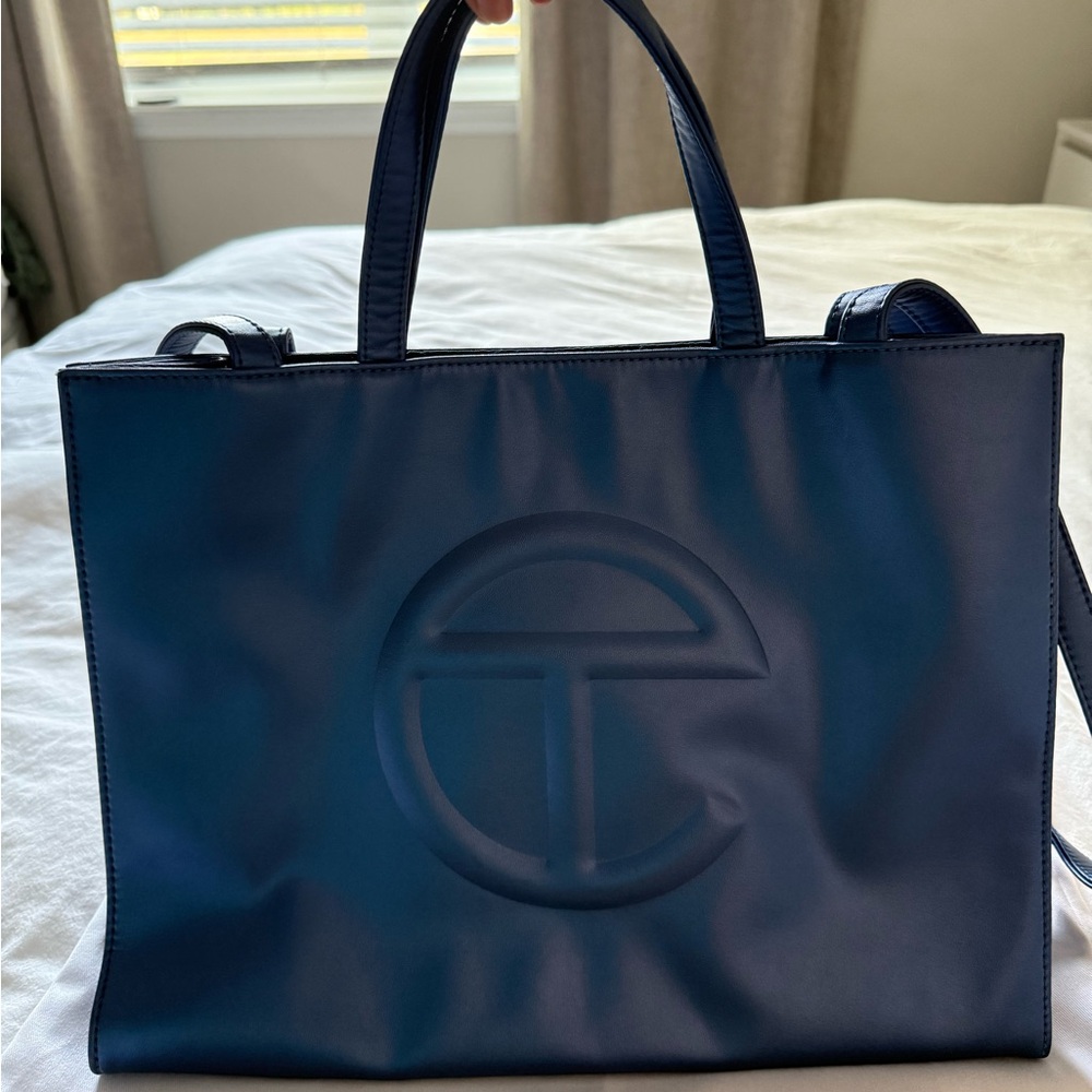 Telfar Cobalt Blue metallic Tote Bag Medium